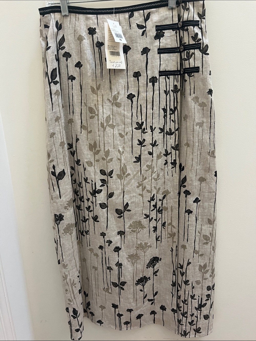NEW J. Jill Beige 100% Linen Maxi Wrap Skirt size 10